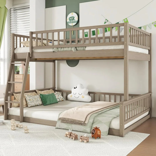 Over Queen Bunk Bed With Inclined Ladder Solid Wood