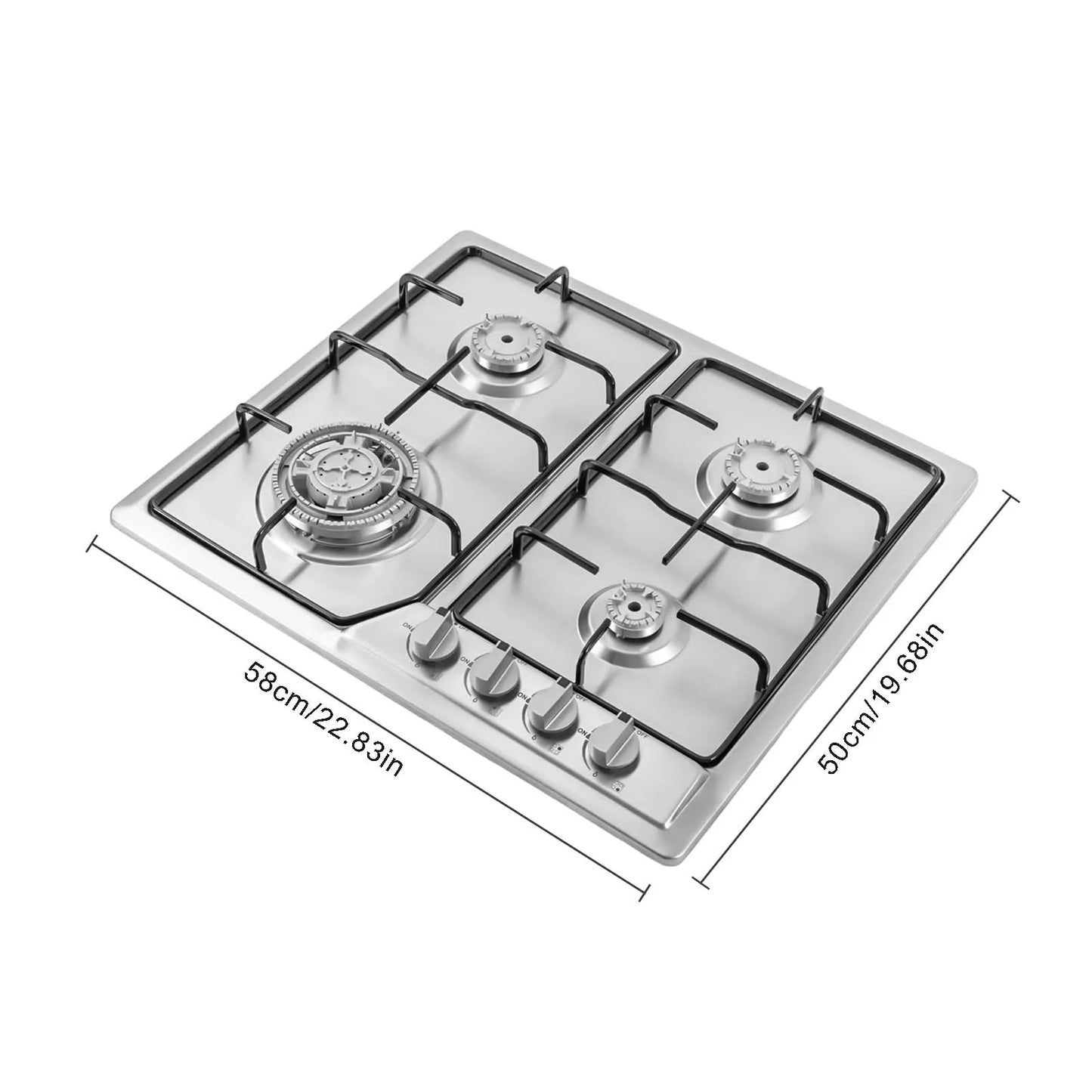 4-Burner NG Gas Stove Built-in Stainless Steel Gas Stove Durable Natural Gas Cooktop