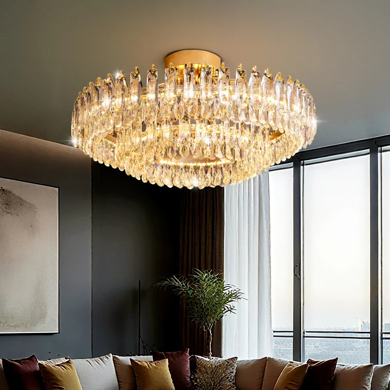 Nordic Luxury Crystal Ceiling Lamp Villa Large Hall Living Room Dining Room Ceiling Light Interior Home Decor Fixture