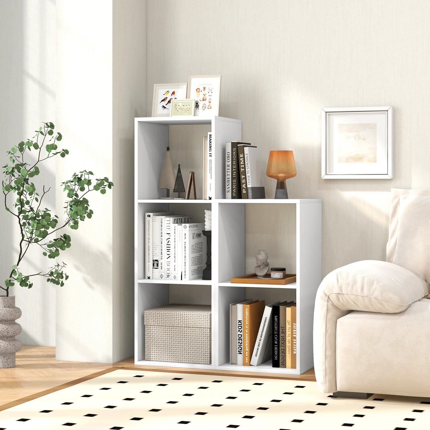 2-Cube Bookcase Open Back Bookshelf w/ Anti-tip Kit Modern Style Organizer