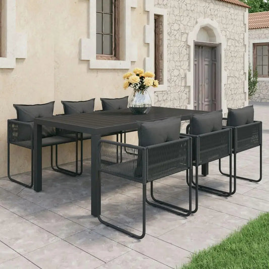 Elegant Black and Dark Gray Modern Dining Set with Stylish Table and Chairs for Family Gatherings and Entertaining