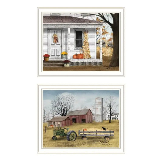 Autumn Greetings 2-Piece Framed Wall Art Set for Living Room and Bedroom Home Decor