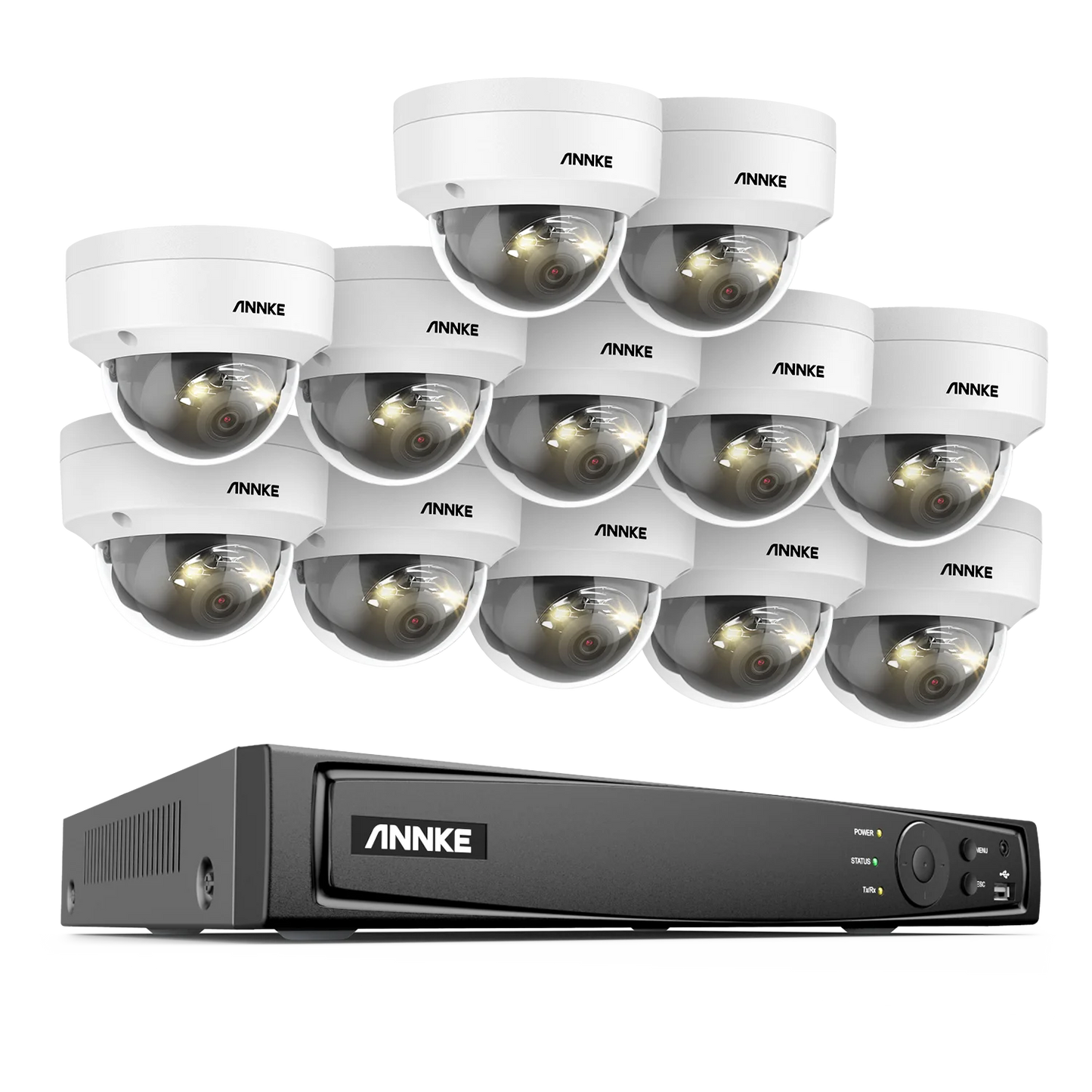 Annke 16CH NVR 12MP HD IP Security Camera Poe 6K Dual Light Audio Fixed Video Surveillance Human Vehicle Detection CCTV System