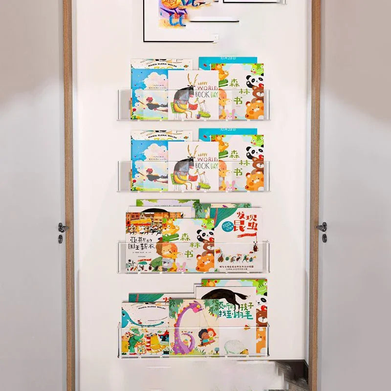 Acrylic Picture Book Display Stand Bookshelf Children's Wall Behind the Door Reading Magazine Storage Wall Hanging Bookshelf