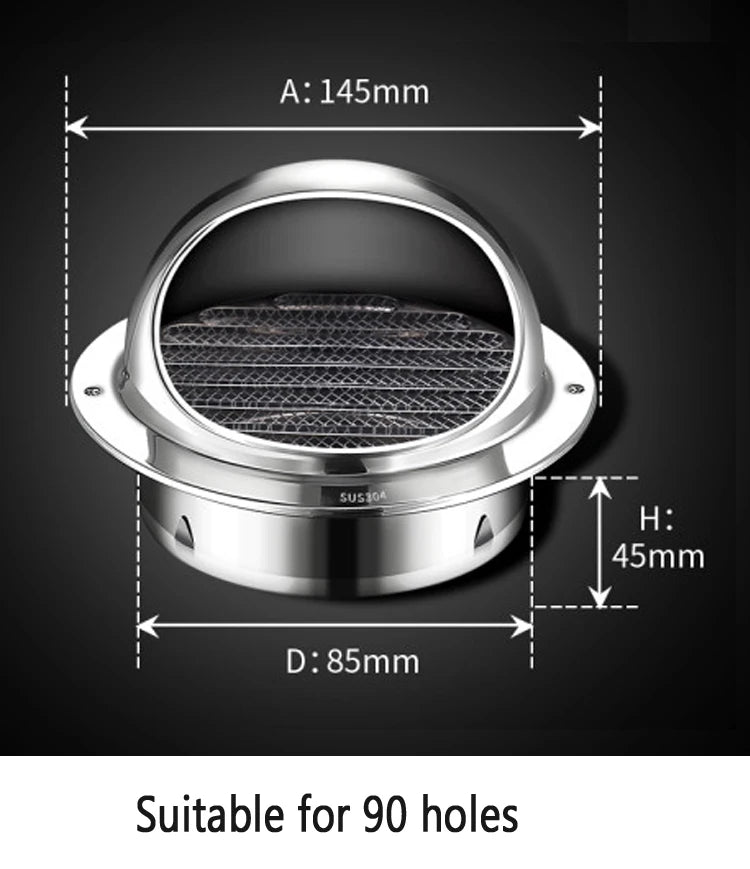 Stainless Steel Wall Ceiling Air Vent Ducting Ventilation Exhaust Grille Cover Outlet Heating Cooling Waterproof Vents Cap