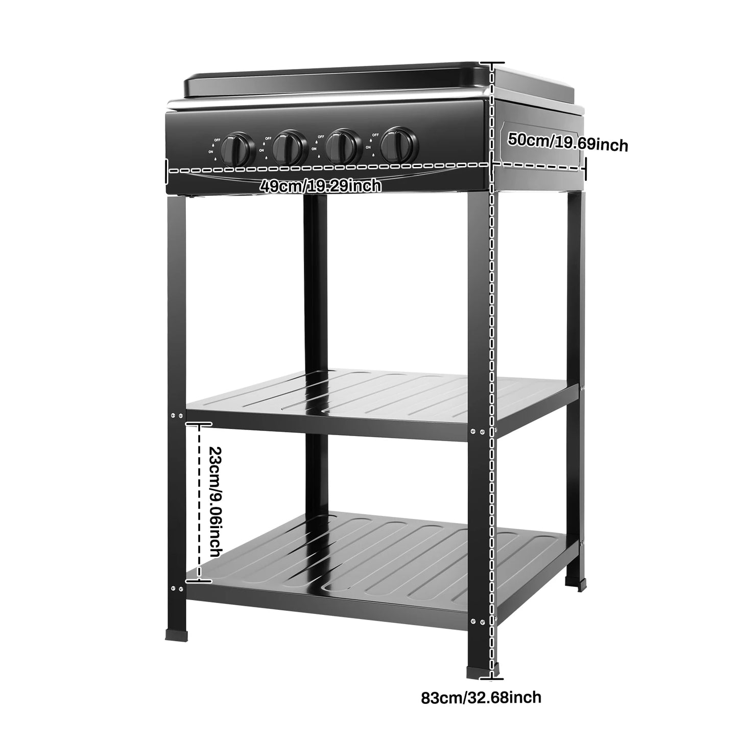 4 Burners Gas Stove Propane Removable Smokeless Barbecue Grill Portable BBQ Grill w/Movable Storage Bracket