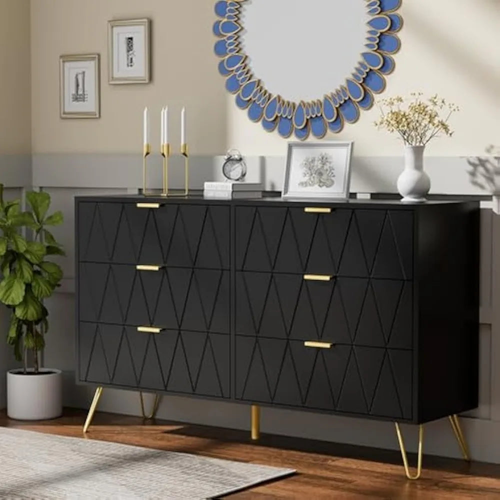 Black Three Piece Bedroom Set With Nightstands And Dresser