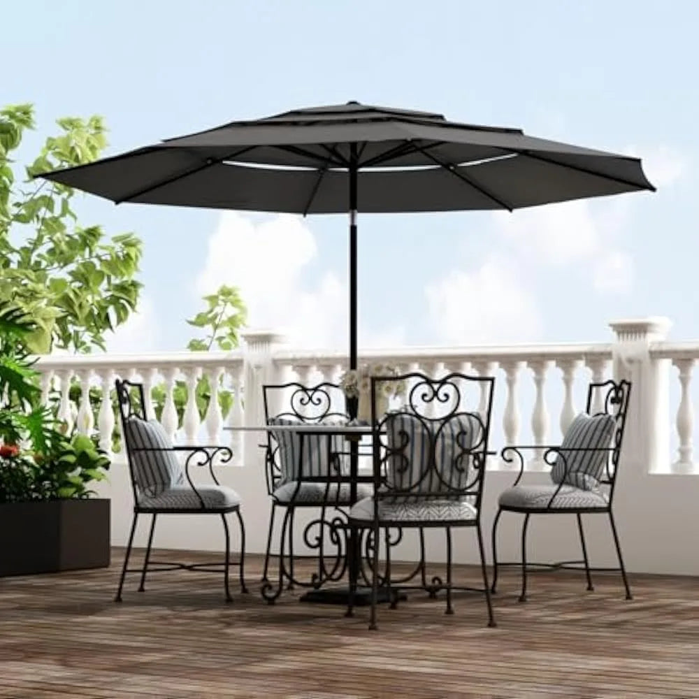 11ft Outdoor Patio Umbrellas for Outside, 3 Tier Vented Market Table Umbrella Windproof for Backyard, Deck, Garden
