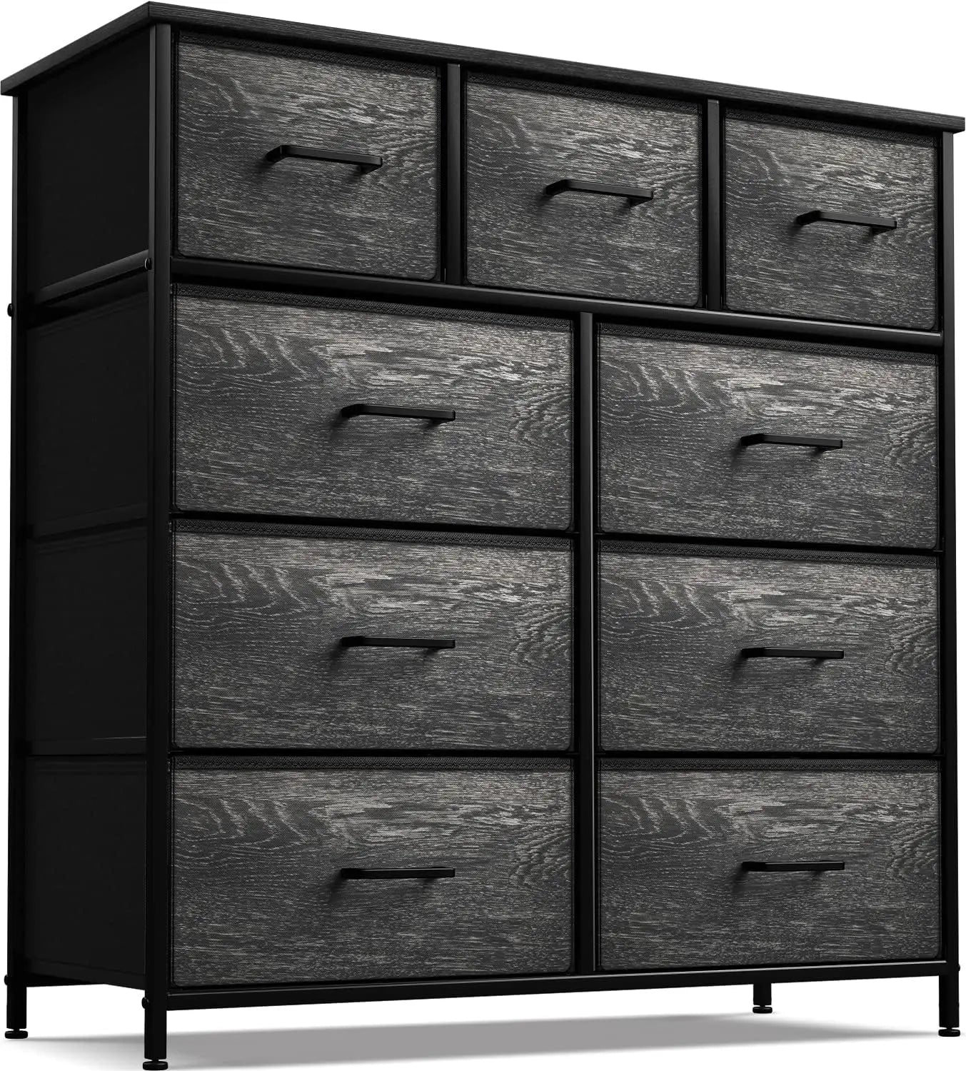 Dresser with 9 Faux Wood Drawers  Storage Unit Organizer Chest for Clothes Bedroom  Hallway  Living Room  Closet