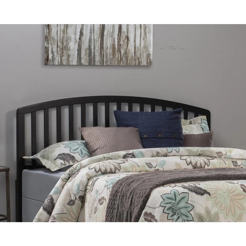 Wood Full Queen Headboard Carolina Arched Design Black Finish Slat Style Adult Furniture Assembly Required Residential Use Only