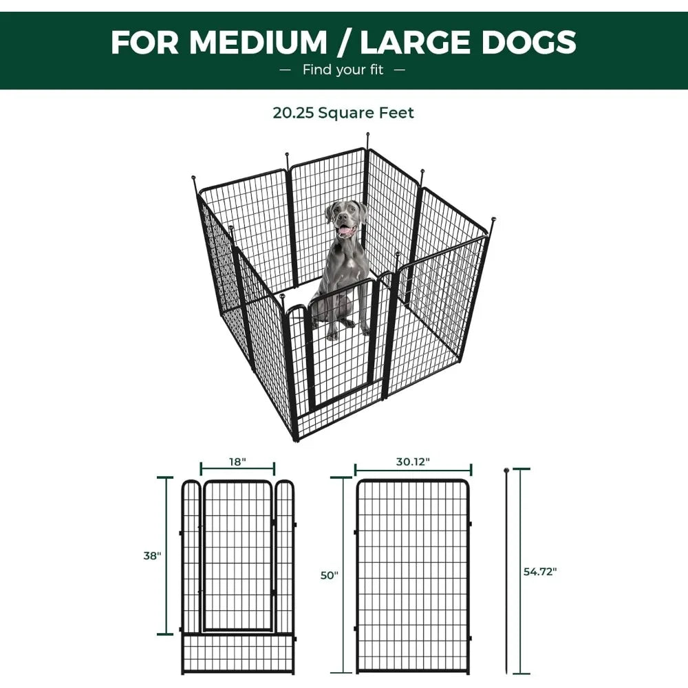 Rollick Dog Playpen for Yard, RV Camping, 50 inch 8 Panels for Large Dogs│Patented