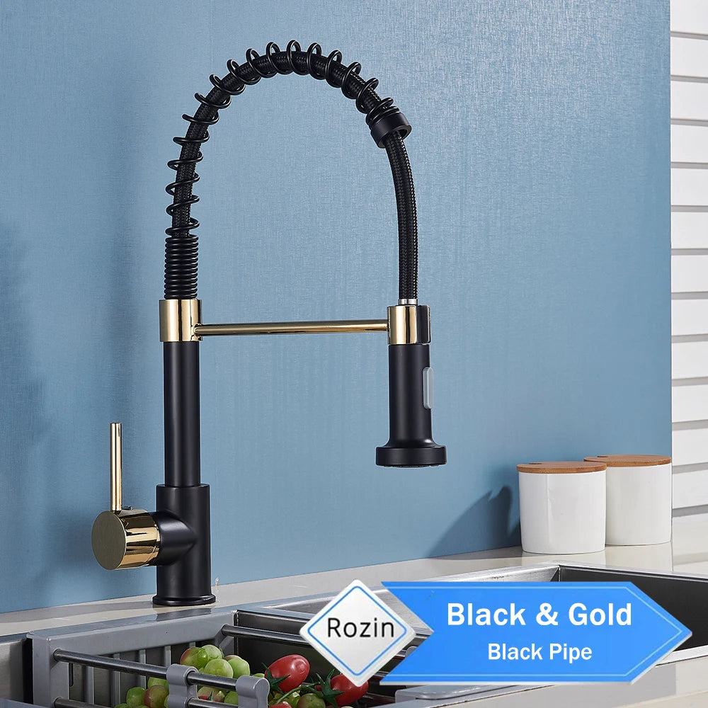 Matte Black Kitchen Faucet Pull Down Sprayer Gourmet Kitchen Faucets Dual Modes Nozzle Flexible Sink Mixer Taps Hot Cold Water