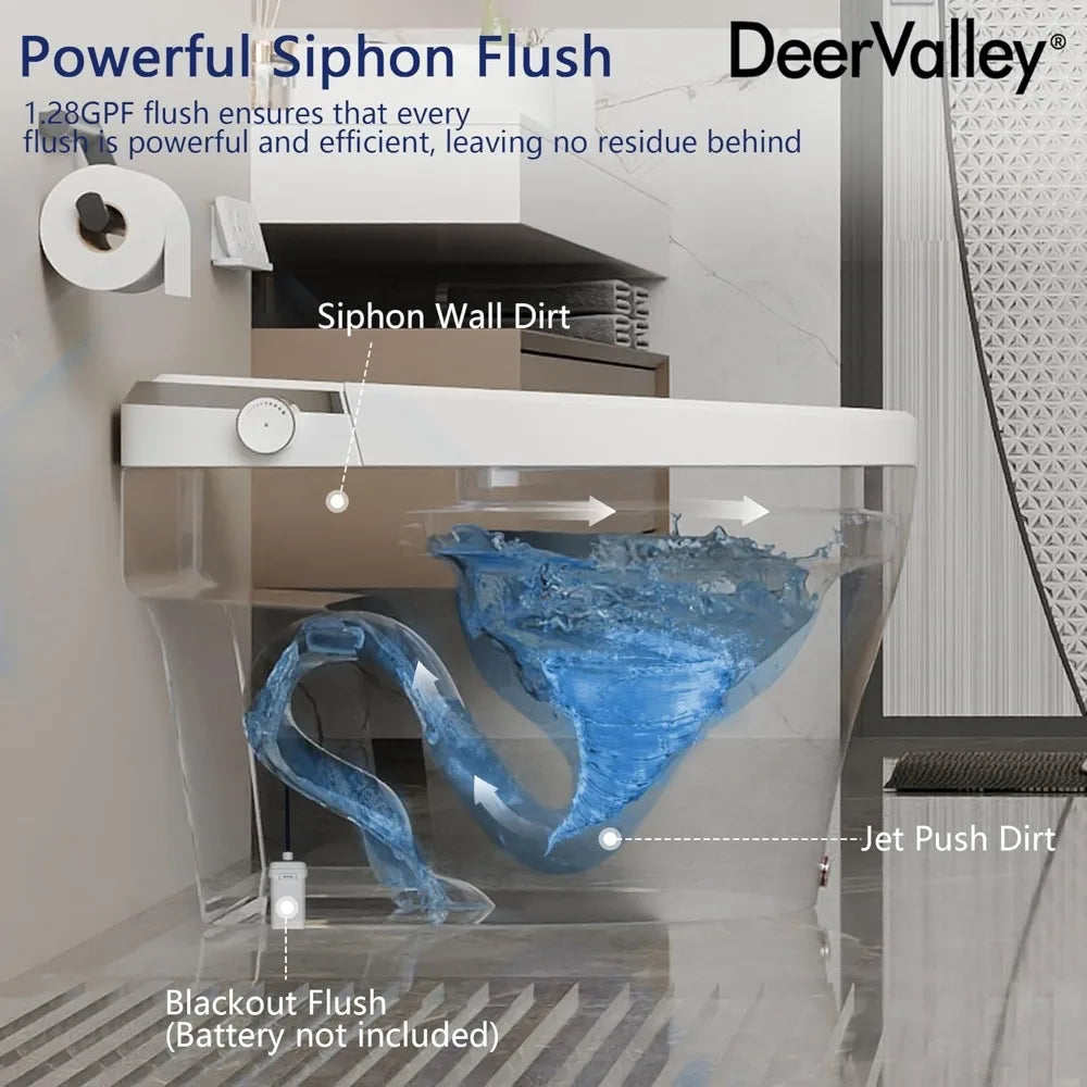 DeerValley Smart Toilet One Piece Tankless Bidet Auto Flush