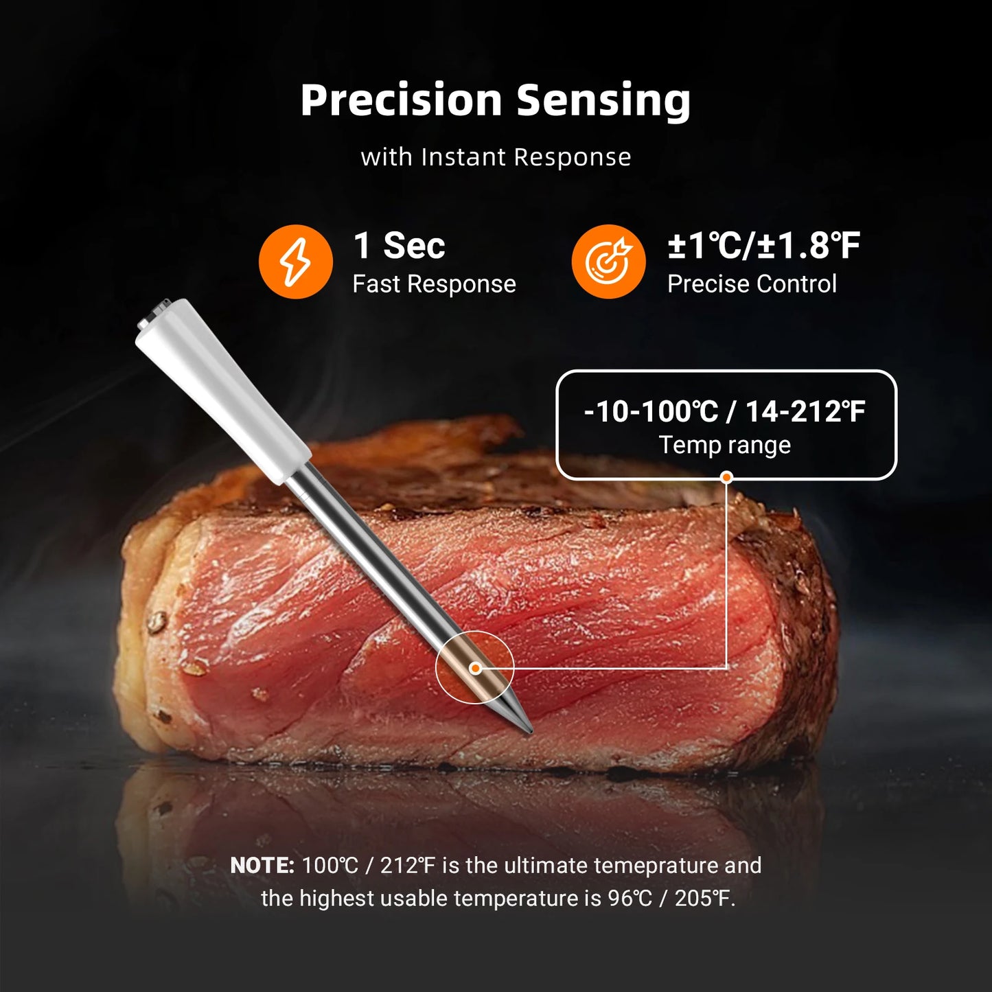 INKBIRD INT-11I-B Wireless Meat Thermometer, Bluetooth 5.4 1000ft,1s Response, IP67, 26 Presets, LED Display,for BBQ/Grill/Party