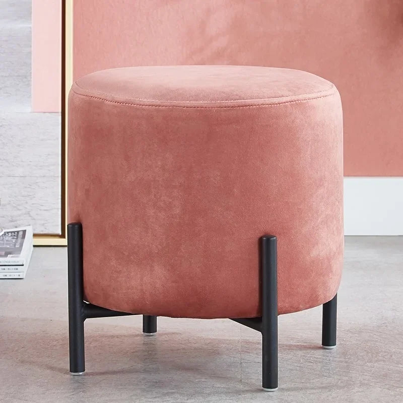 Velvet Dressing Stool With Gold Legs Tassel Ottoman Bench