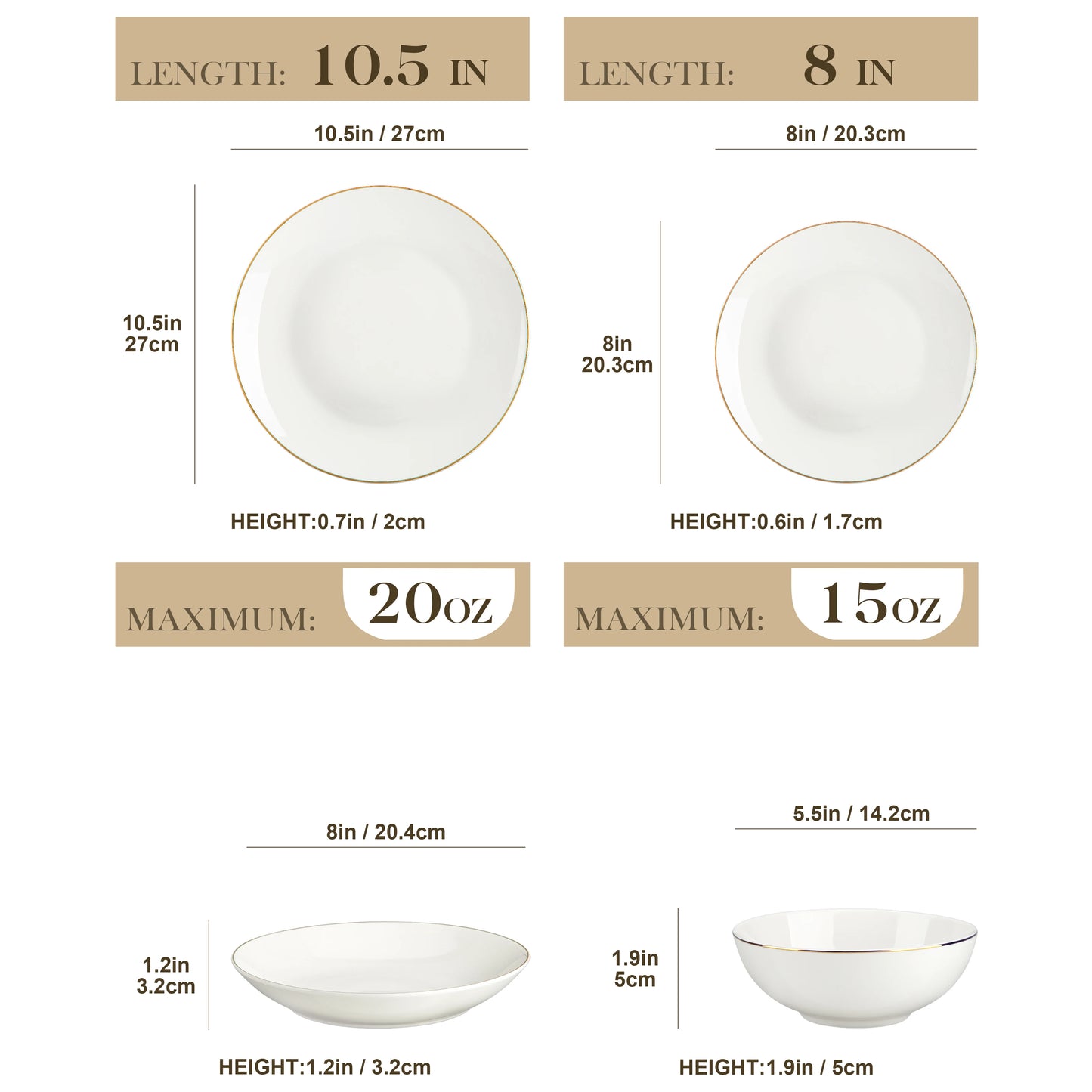 MALACASA 16/32-PIECE Nordic European White Bone China Tableware Set with Bowl,Dinner&Dessert&Soup Plate Set for 4/8 person