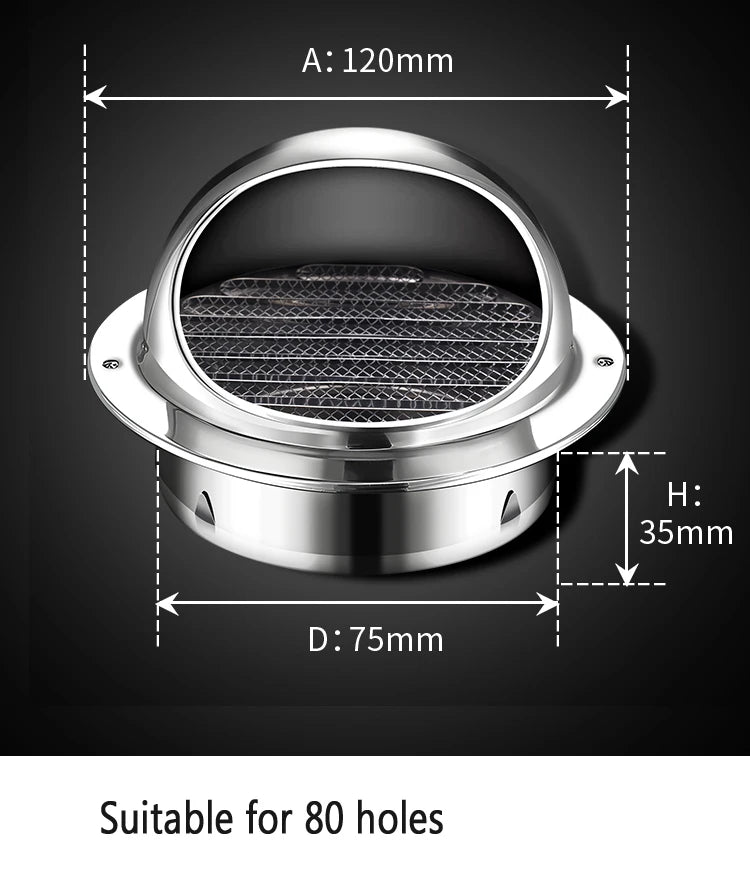 Stainless Steel Wall Ceiling Air Vent Ducting Ventilation Exhaust Grille Cover Outlet Heating Cooling Waterproof Vents Cap