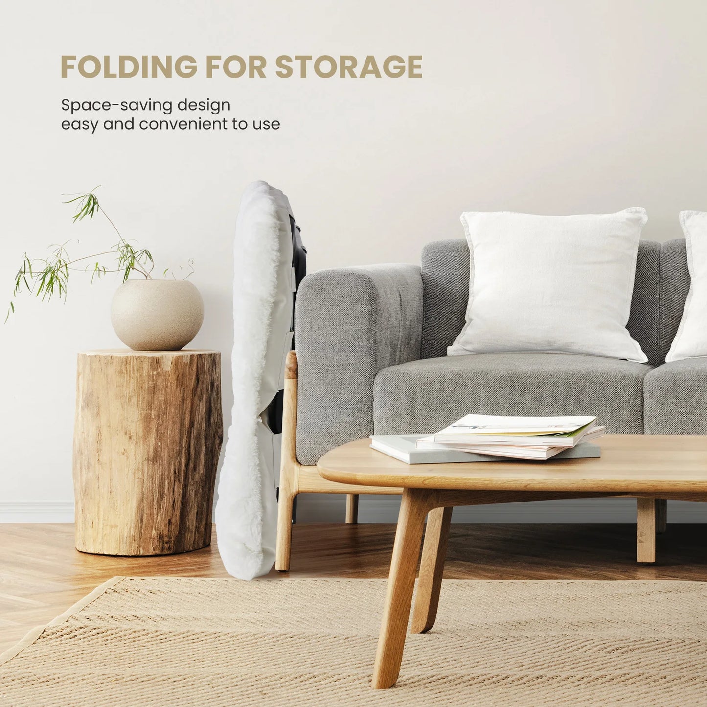 JHK 28IN Cozy Saucer Chairs Soft Faux Fur Large Size Folding Lounge Living Room Padded Seat Metal Frame Reading Chair Furniture