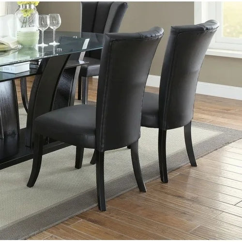 with backrest designed to fit the back of the human body, with soft cushion，Luxury black, synthetic leather, 2-piece package