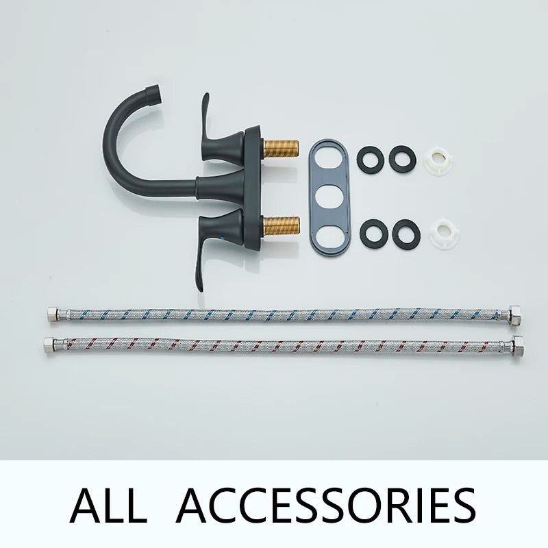 Suguword Dual Handle Bathroom Sink Faucet Mounted Hot Cold