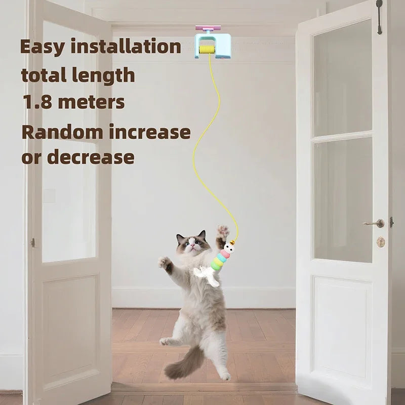 Cat Toy Swing Sticky Disc Elastic with Bell Hanging Door Teasing Cat Rope Long Rope Teasing Cat Toy Accessories Pet Kitten Toy