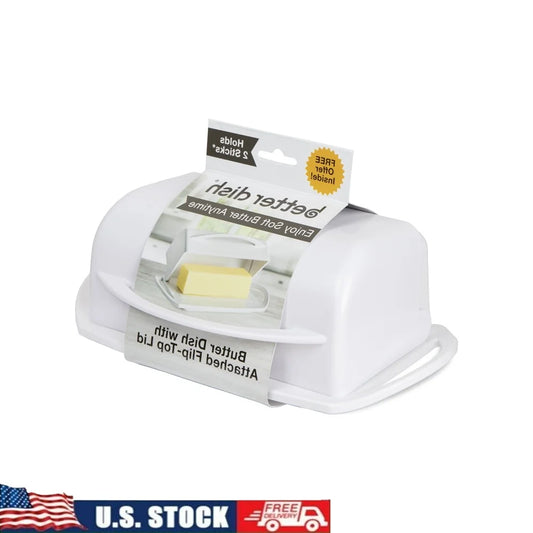 Butter Dish with Flip Top Lid Shatterproof Dishwasher Safe Holds Two Sticks Ideal Kitchen Counter Storage Durable Butter