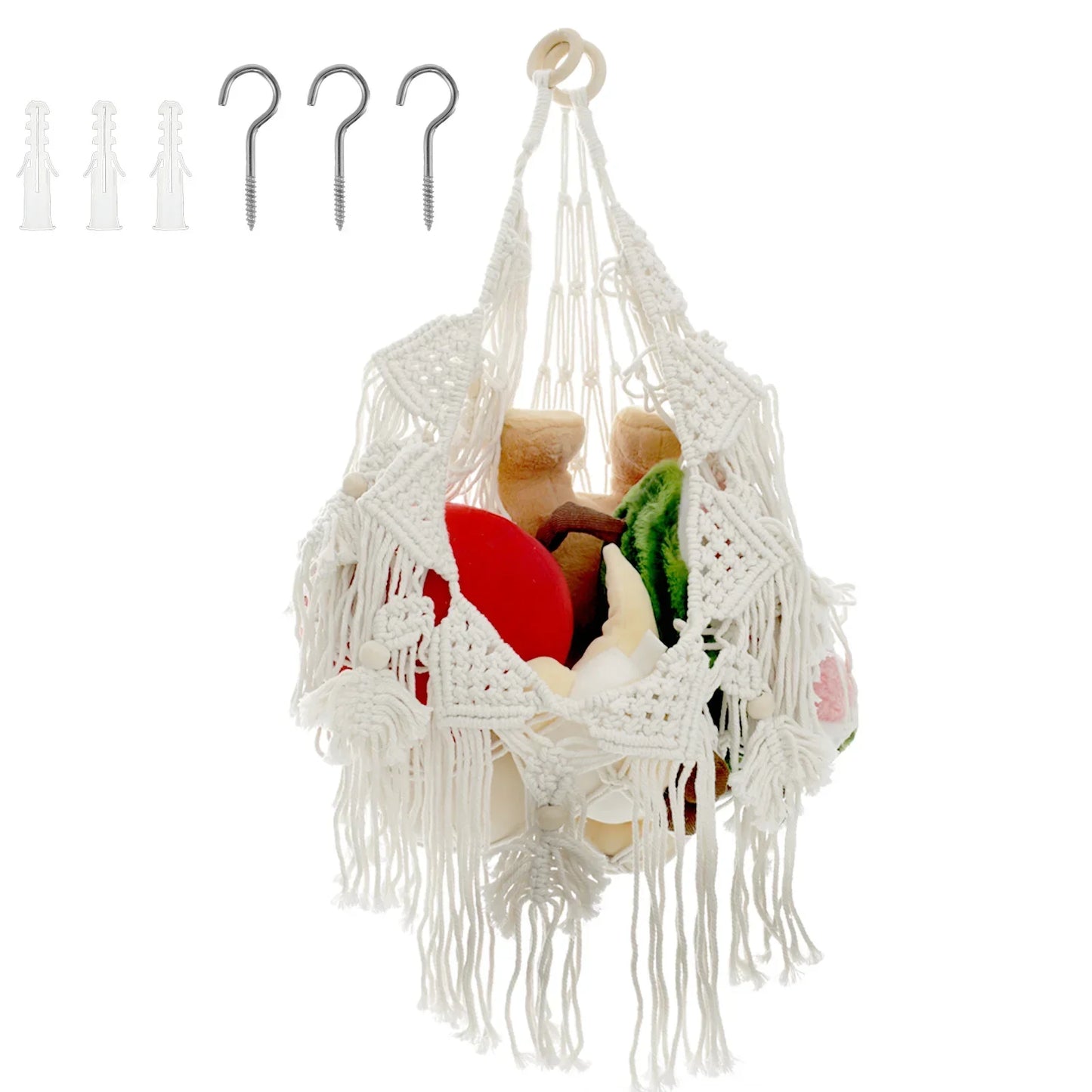 Stuffy Hammock Cotton Rope Stuffed Animal Toy Hammock Plush Toy Net Space Saving Toy Hammock Corner Hanging Stuff Toy Organizer