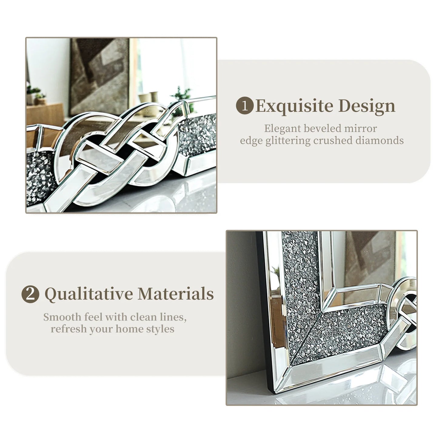 Large Crystal Crush Diamond Decorative Wall Mirror for Home