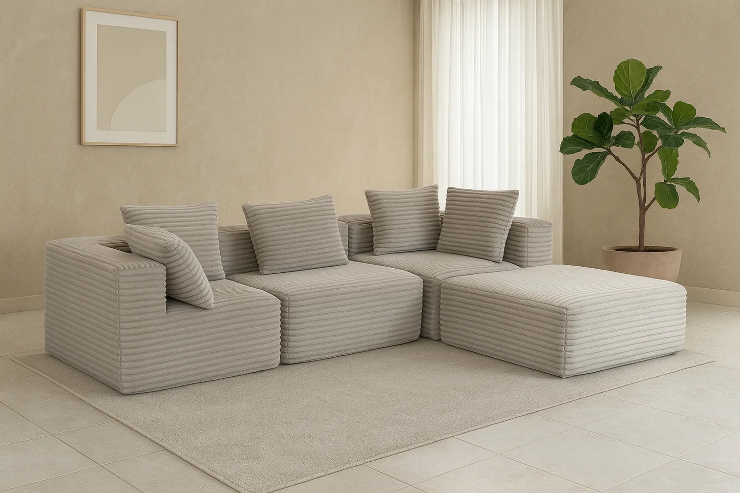 Sectional boneless Couch with L-Shape Chaise,Modern Modular sleeper Sofa with Deep Seat, Upholstered Couches for Room