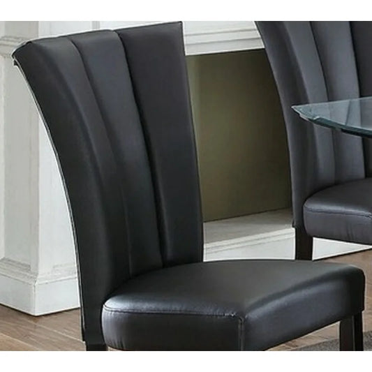 with backrest designed to fit the back of the human body, with soft cushion，Luxury black, synthetic leather, 2-piece package