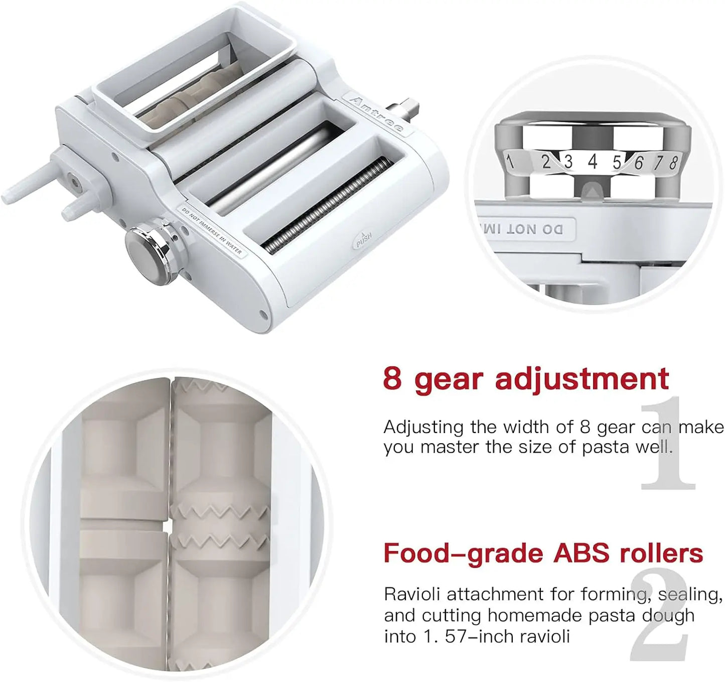 3-in-1 Pasta Maker Attachment for KitchenAid Mixers: Roller, Cutter & Ravioli Tool