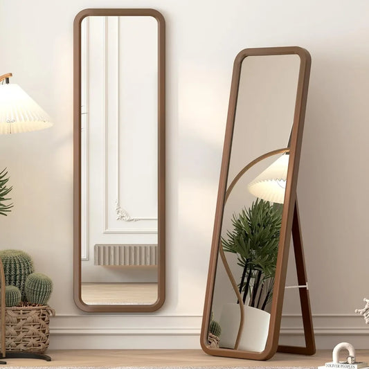 Elegant Wooden Full-Length Mirror for Bedroom Vanity and Decor