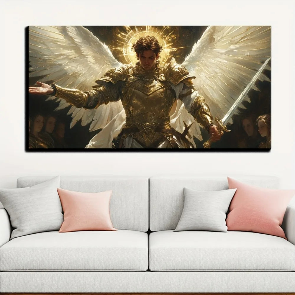 Archangel Canvas Painting Sword Design Wall Decor Frame