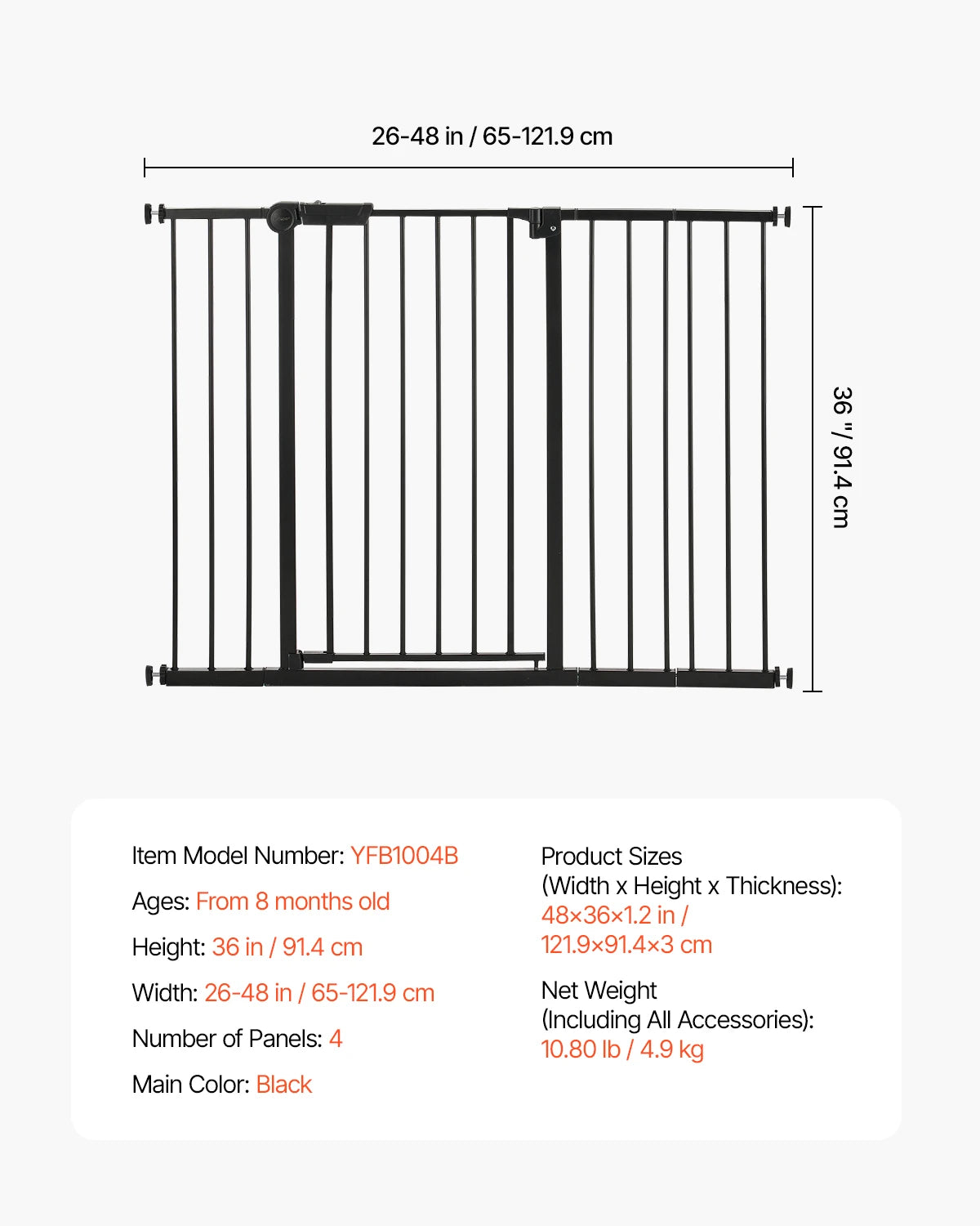 SucceBuy Baby Gate Walk Through Pressure Mount For Doorways