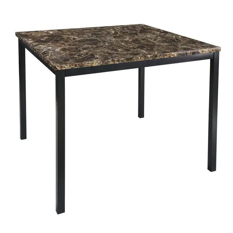 Counter Height Dining Set 5pc with Faux Marble Tabletop and 4 Chairs, Ideal for Transitional Small Spaces, Stylish and