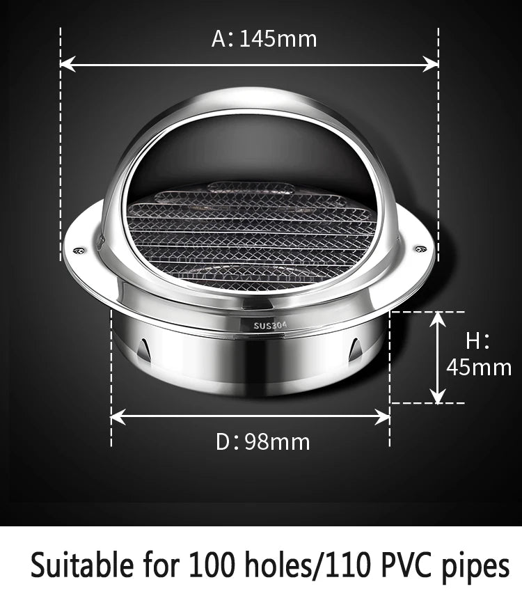 Stainless Steel Wall Ceiling Air Vent Ducting Ventilation Exhaust Grille Cover Outlet Heating Cooling Waterproof Vents Cap