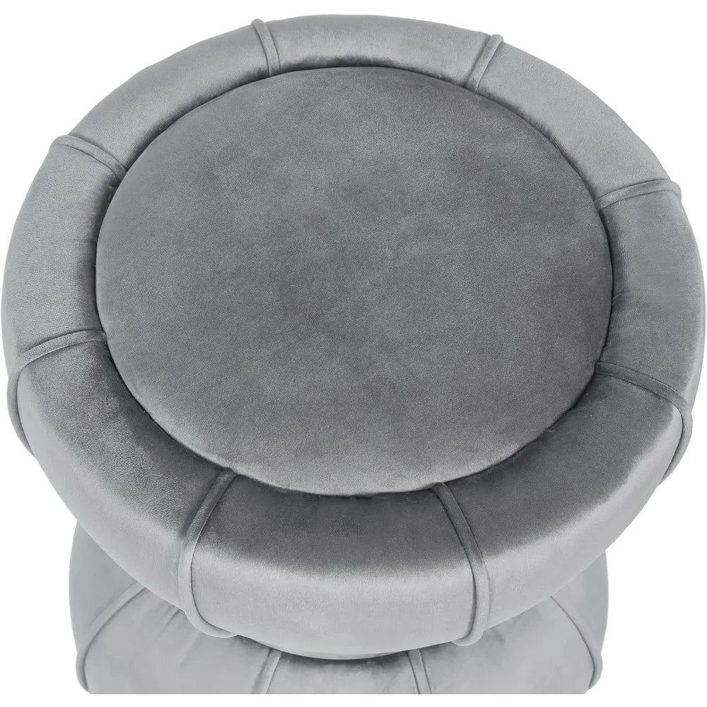 Huanzhuang Round Velvet Ottoman With Metal Band Home Decor