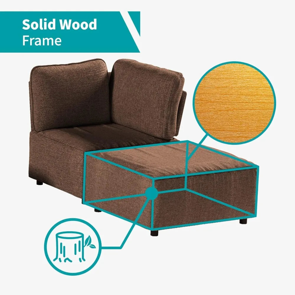 120" Sectional Sofa for Living Room,U Shaped Modular Sofa Couch with Ottoman, 6-Seat Oversized Sleeper Sofas Deep Seat