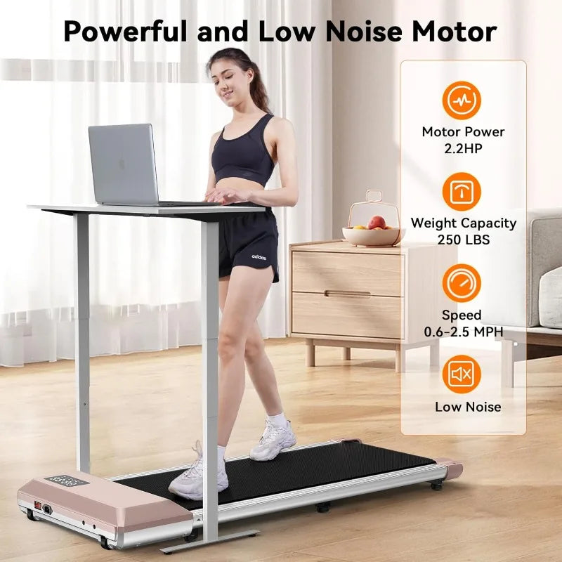DeerRun Walking Pad, Smart Under Desk Treadmill, 2.2HP Small Quiet Portable Treadmill, APP & Remote Control, Knee-Protective
