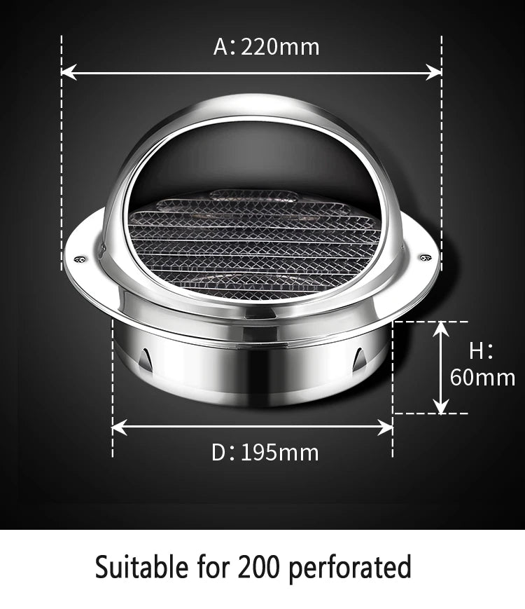 Stainless Steel Wall Ceiling Air Vent Ducting Ventilation Exhaust Grille Cover Outlet Heating Cooling Waterproof Vents Cap
