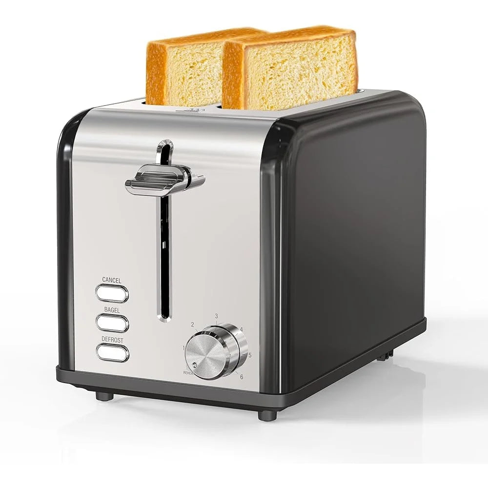 2 Slice Toaster 6 Settings Extra Wide Slot Crumb Tray