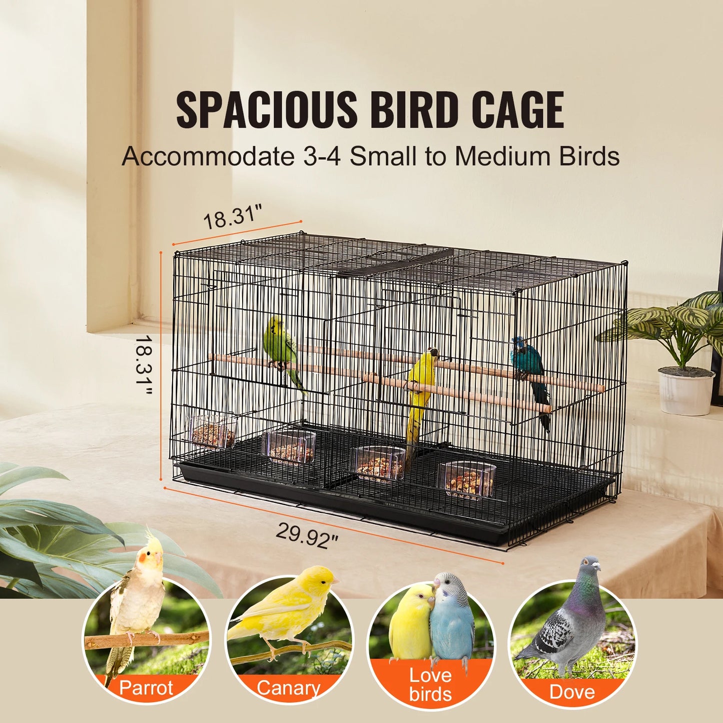 SucceBuy Travel Bird Cage With Handle And Stackable Divider