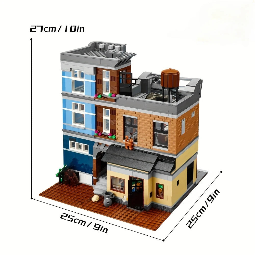 Creative Expert Brick Bank Cafe Corner Model MOC Street