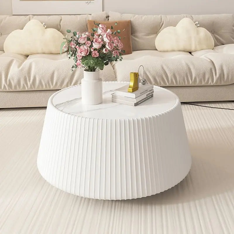 Cream Style Stone Coffee Table For Modern Living Room