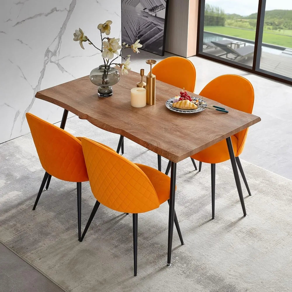 Modern Dining Table Set for 4,Durable Home Table with Chair,Stylish Rectangular Dining Table Upholstered Dining Chair Velvet