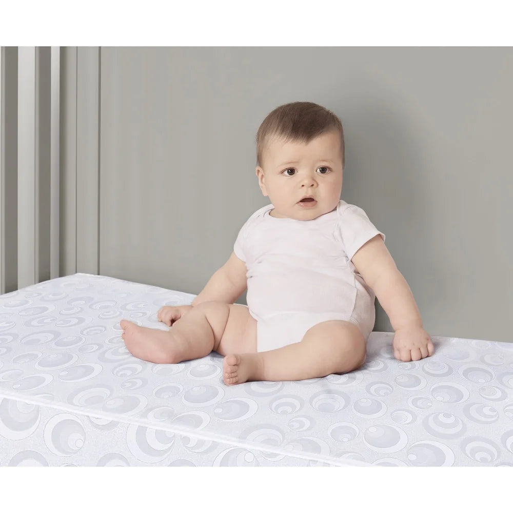 Lightweight Two-layer Crib Toddler Mattress 150 Interwoven Coils Greenguard Gold Certified Waterproof Firm Support Safe Sleep