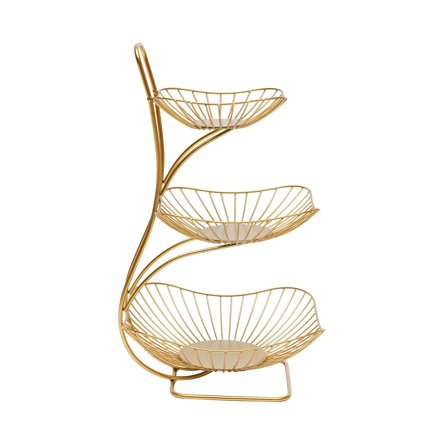 3-Tier Fruit Basket Bowl, Gold Metal Kitchen Storage Rack for Vegetables, 44.6CM