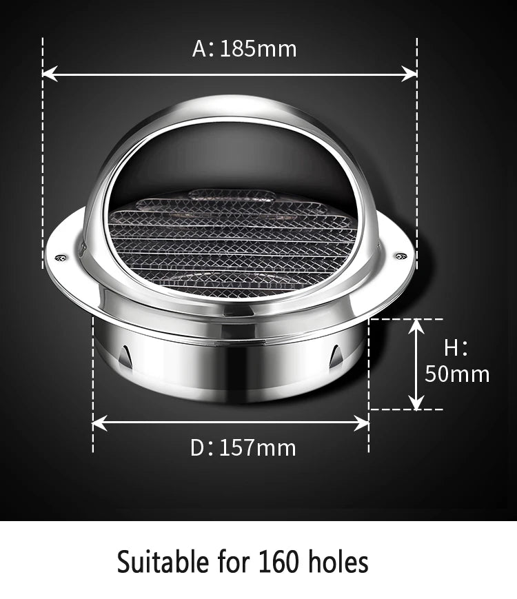 Stainless Steel Wall Ceiling Air Vent Ducting Ventilation Exhaust Grille Cover Outlet Heating Cooling Waterproof Vents Cap