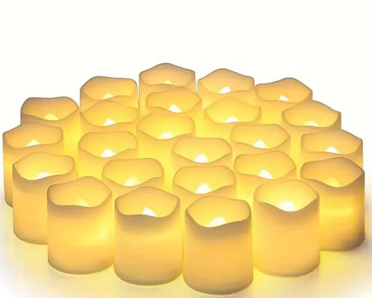 24-Pack Flameless LED Tea Lights, Battery-Operated, Polished PP, Warm White, Safe for Home & Festive Decor, Perfect for Christma