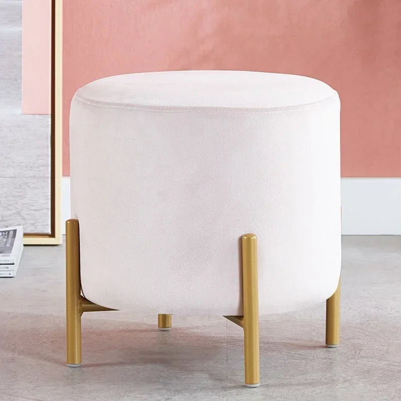 Velvet Dressing Stool With Gold Legs Tassel Ottoman Bench